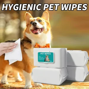 Unscented 40gsm Flat Weave Pet Wet Wipes 80 Counts Disposable Cleansing Tissues Dog Cat Body Paw Daily Grooming