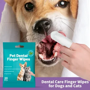 Unscented 90gsm PET Material Soft Portable Pet Dental Finger Wipes 20 Counts Disposable Dog Oral Cleansing Deep Cleaning Travel
