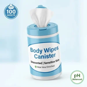 Unscented Sensitive Skin Body Wipes Canister Aloe Vera Moisturizing Cleansing Wet Wipes Tub