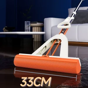 Upgraded Double Folding Sponge Mop 33cm Absorbent Mop Head Telescopic Handle Household Floor Cleaning Tool