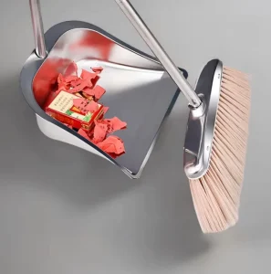 Upgraded Thickened Stainless Steel Broom & Dustpan Set with PET Broom Head Wear Resistant Lightweight Household Cleaning Combo