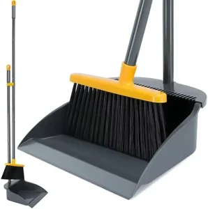 Upright Floor Sweeper with Long-Handled Plastic Broom and PP Dustpan Set