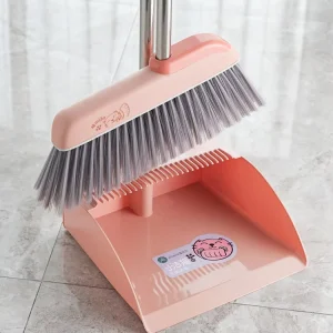 Upright Lightweight Broom and Dustpan Set for Kitchen, Room, Office, and Lobby Floors