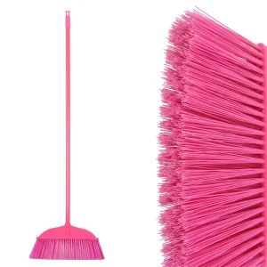 Upright Standing Iron Broom and Dustpan Set with Soft Bristles Long Handle for Home and Kitchen Snap-on Storage