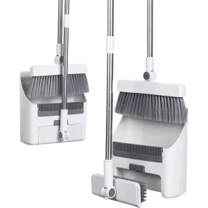 Upright Standing Magnetic 2 in 1 Modern Dustpan Broom Set Extendable Handle Lightweight Durable Portable Waterproof Eco Friendly