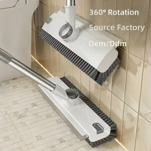 V shaped Floor Brush with Long Handle Metal Handle Plastic Material Bathroom Scrub and Sweep All in One Cleaner Crevice Brush
