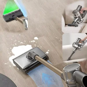 V12S Aqua Multi-Surface Vacuum Cleaner with LED Screen, Green Light Dust Detection, and Floor Washer