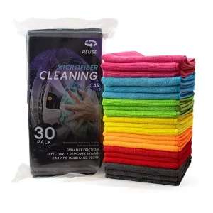 Vacuum-Packed 12-Piece Warp-Knitted Car Cleaning Towels Thick Absorbent Microfiber Cloths