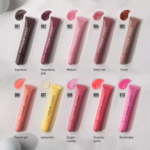 Vegan 10 ML Glossy Lip Gloss Cosmetics Private Label Tinted Lip Stain Polypeptide Lip Gloss