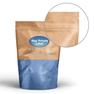 Vegan Ecofriendly Dishwashing Product Dish Wash up Powder to Gel Refill in Bottle with Fragrance Pack in Kraft Paper Sachet