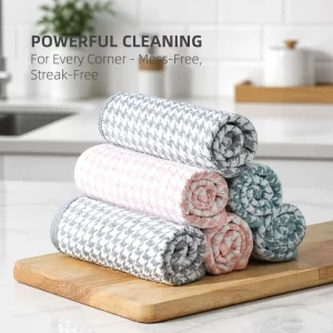 Versatile Cleaning Cloths Microfiber Towel Houndstooth Non Scratch Eco Friendly Lasts for Dishes