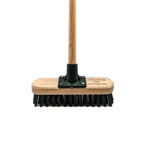 Veterinary Horse & Cattle Grooming Brush with PVC Broom Head and Wood Handle Soft Natural Bristles for Dry Bath Equestrian Use