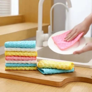Viscose Fiber Colorful Dish Cloths Bubble Kitchen Clean Towels Ultra Soft Absorbent Quick Drying Dish Towels