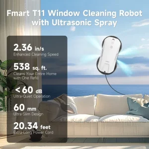 W6 Electric Window Cleaning Robot 750mAh Li ion Battery Automatic Glass Cleaner with Squeegee for Home