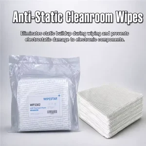 WIPESTAR ESD Cleanroom Wipers 9 in 100% Polyester Anti Static Lint Free Cleaning Cloth for Electronic Manufacturing PCB Assembly