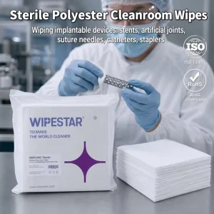 WIPESTAR Sterile Cleanroom Wipers 9″x9″ Lint Free Class 100 Cleaning Cloth Clean Room Polyester Wipe for Biopharma Semiconductor
