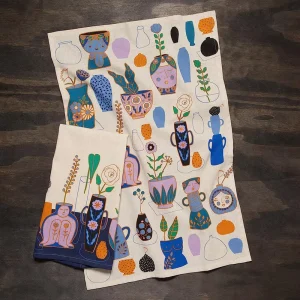 WML082 Custom Abstract Pattern Printing Quick Drying Eco Friendly Reusable 100% Cotton Kitchen Dish Towel Printed Tea Towels