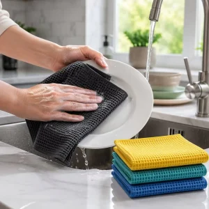Waffle Weave Dish Towel Honeycomb Quick Dry Lint Free 400GSM Kitchen Home or Car Cleaning Factory Direct