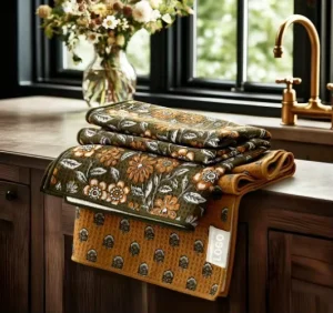 Waffle Weave Microfiber Kitchen Tea Towel Quick Dry Eco Friendly Heat Resistant Custom Logo Printed Dish Cleaning Cloth