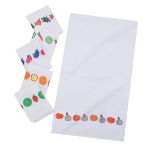 Waffle Weave Printed Fruit Pattern Hot-Pressed Kitchen Dish Towels Tea Towels Kitchen Towels
