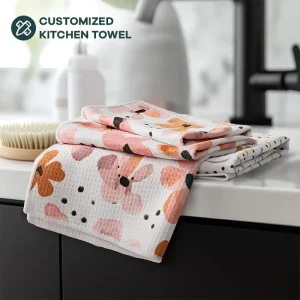 Waffle Weave Waffle Custom Kitchen Towel Personalized Kitchen Towel Manufacturer Dish Towels