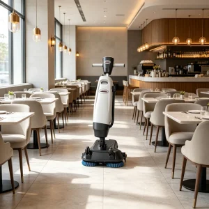 Walk-Behind Low-Noise Double-Brush Battery-Powered Self-Propelled Floor Cleaner for Restaurant Grease