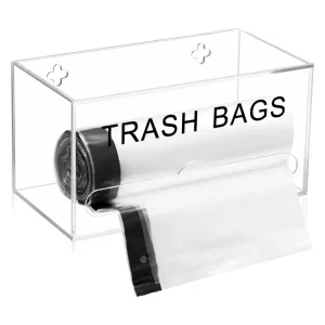 Wall Mounted Clear Acrylic Garbage Bag Storage Dispenser Transparent Organizer for Kitchen Household Sundries