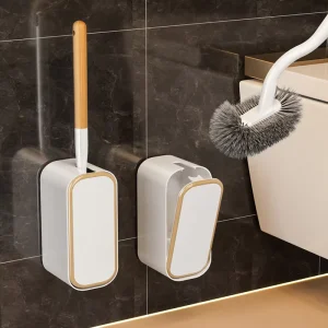 Wall-Mounted Household Toilet Brush PP Material Wood Handle