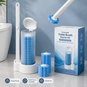 Wall Mounted Lightweight Eco Friendly Sponge Heads No Dead Angle Portable Plastic Disposable Toilet Cleaning Brush Set