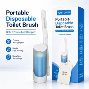 Wall-Mounted Plastic Toilet Cleaning Brush Set with Replaceable Sponge Head