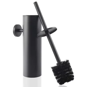 Wall-Mounted Stainless Steel Toilet Brush Holder, Matte Black