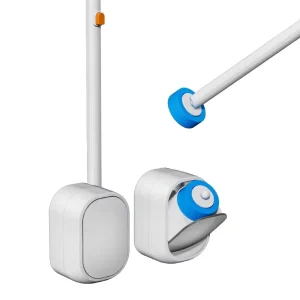 Wall-Mounted Toilet Brush with Sponge Replacement Heads and Base