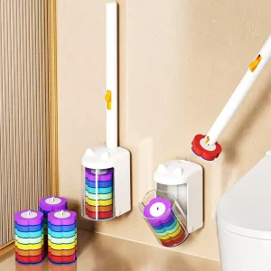 Wall mounted Vertical Ear Frog Disposable Toilet Brush Home Use No Dead Spot Throw Away Replacement Head Antibacterial Plastic