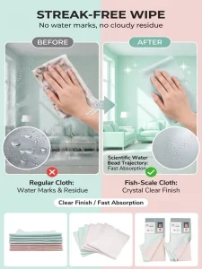Warp Knitted 270gsm Fish Scale Lace Style Microfiber Wiping Towel Water Absorbent Streak Free Glass Cloth Eco Friendly