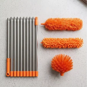 Washable Cleaning Duster Set with 3 Duster Heads, Corner Brush, and 44-440cm Telescoping Pole