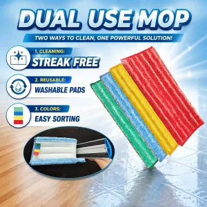 Washable Microfiber Pad Dual-Use Flat Mop for Indoor Hard Floor Mopping