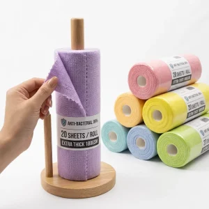 Washable Microfiber Paper Towels Roll 180GSM Thickened Dishwashing Cloths with Small Logo Eco Friendly Kitchen Cleaning Rags