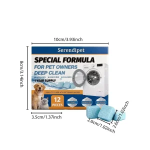 Washing Machine Cleaner Tablets 12 Pack Removes Stubborn Pet Hair Odors Mold Residue Safe Fragrance Free Pet Grooming Cleaning