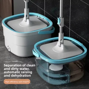 Wastewater Separating Water Absorbing Flat Mop Bucket Dual Drive Microfiber Fabric Hands Free Mop