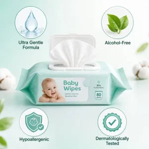 Water Based Ultra Soft Baby Cleansing Wipes 80pcs Sensitive Skin Friendly