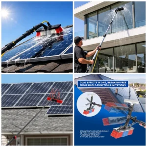 Water Fed Aluminum Pole Kit Adjustable Eco Friendly Cleaner Tool Brush Window Solar Photovoltaic Panel Cleaning