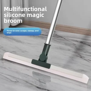 Water Squeezer Mop Silicone Stainless Steel Handle Dual Use Dry Wet Scraper Toilets Bathrooms & Restrooms