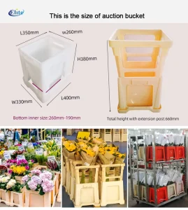 Waterproof Durable Multi-Purpose Extendable Plastic Flower Auction Bucket