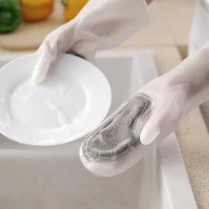 Waterproof Household Cleaning Gloves with Brushes