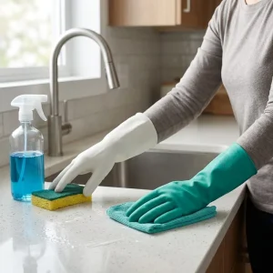 Waterproof Nitrile Kitchen Household Gloves, Protective Rubber Cleaning Gloves for Dishwashing and Car Washing