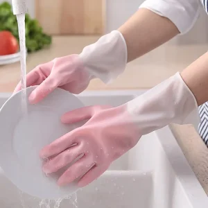Waterproof Non-Slip Rubber Dishwashing Gloves for Kitchen, Cooking, Laundry, and Household Cleaning