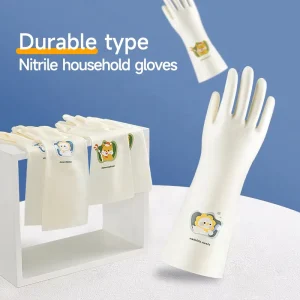Waterproof Oil-Resistant Food-Grade Reusable Long-Sleeve Nitrile Kitchen Cleaning Gloves