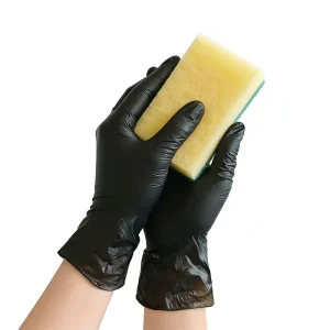 Waterproof PVC Gloves, 100 Pcs/Box, 4mil, Disposable Black Powder-Free Vinyl Gloves for Cleaning