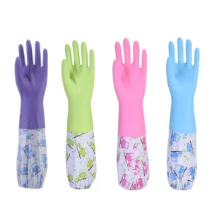 Waterproof Padded Winter PVC Rubber Gloves for Household Kitchen Cleaning