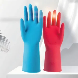 Waterproof Reusable Latex Gloves Dotted Palm Pattern Medium Size 60g Multi-color Dishwashing Gloves